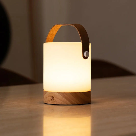 Cordless Wooden Table Lamp – Light Brown Dimmable Rechargeable Lamp