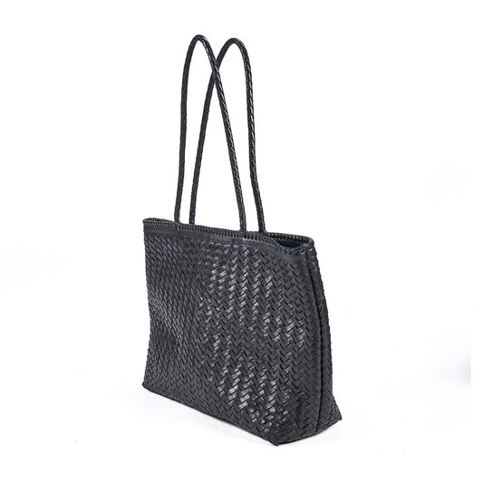 Black Leather Shopper Bag - Handmade Execu-Shopper