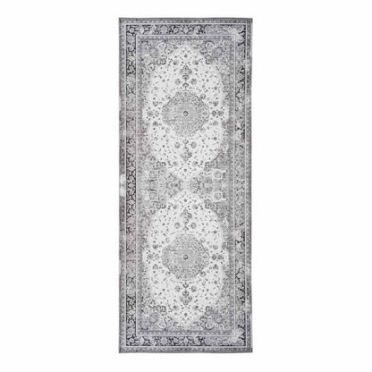 Chenille Hallway Runner - Black and White Havana Pattern, 80x200 cm
