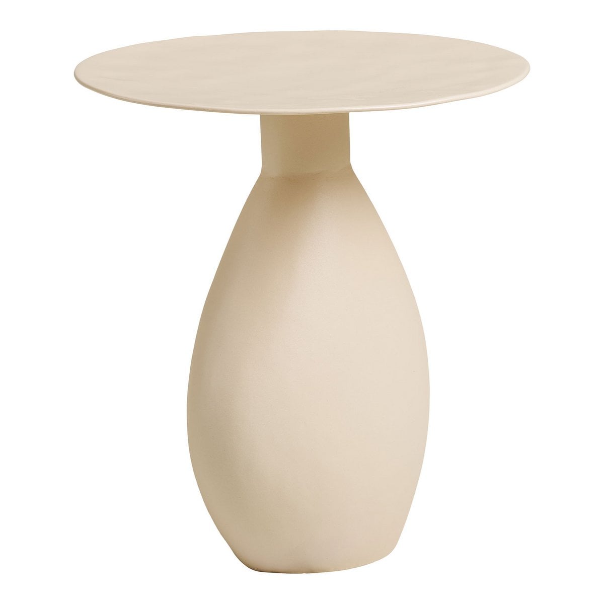 Metal Side Table - Off-White Enamel, Round, 36x40 cm