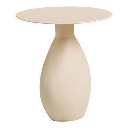 Metal Side Table - Off-White Enamel, Round, 36x40 cm