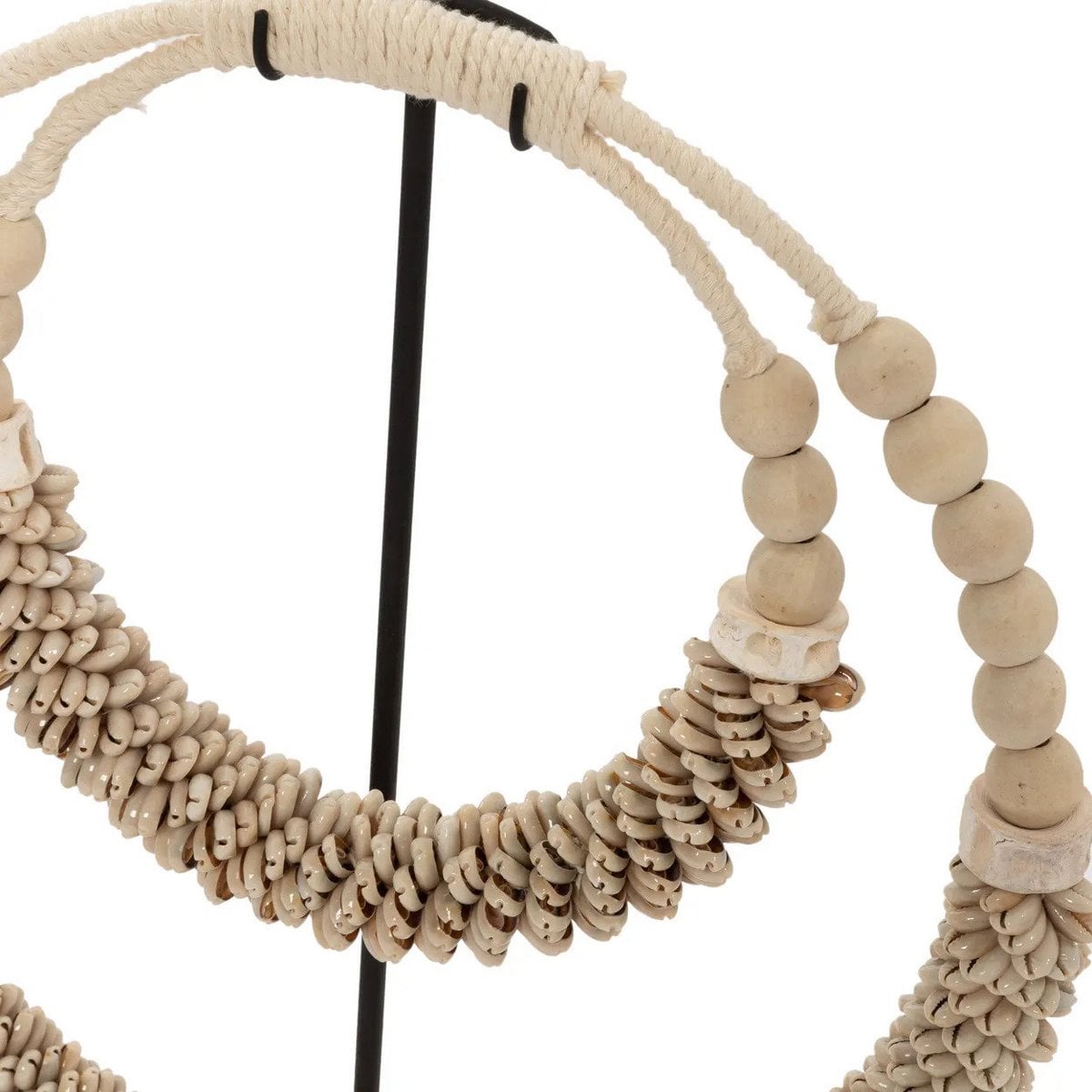 Natural Shell Necklace on Iron Stand - Coastal Decor, 18 inches