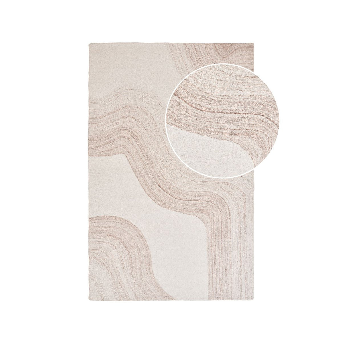 Light Brown Ivory Area Rug - Hand-Tufted Soft Pile, 160x230 cm