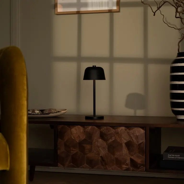 Rechargeable Table Lamp - Black Cordless Lamp with Dimmer