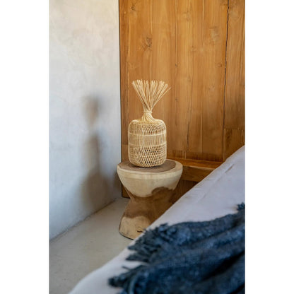 Rattan Floor Lamp Pendant - Natural Woven Dumpling Light - Small