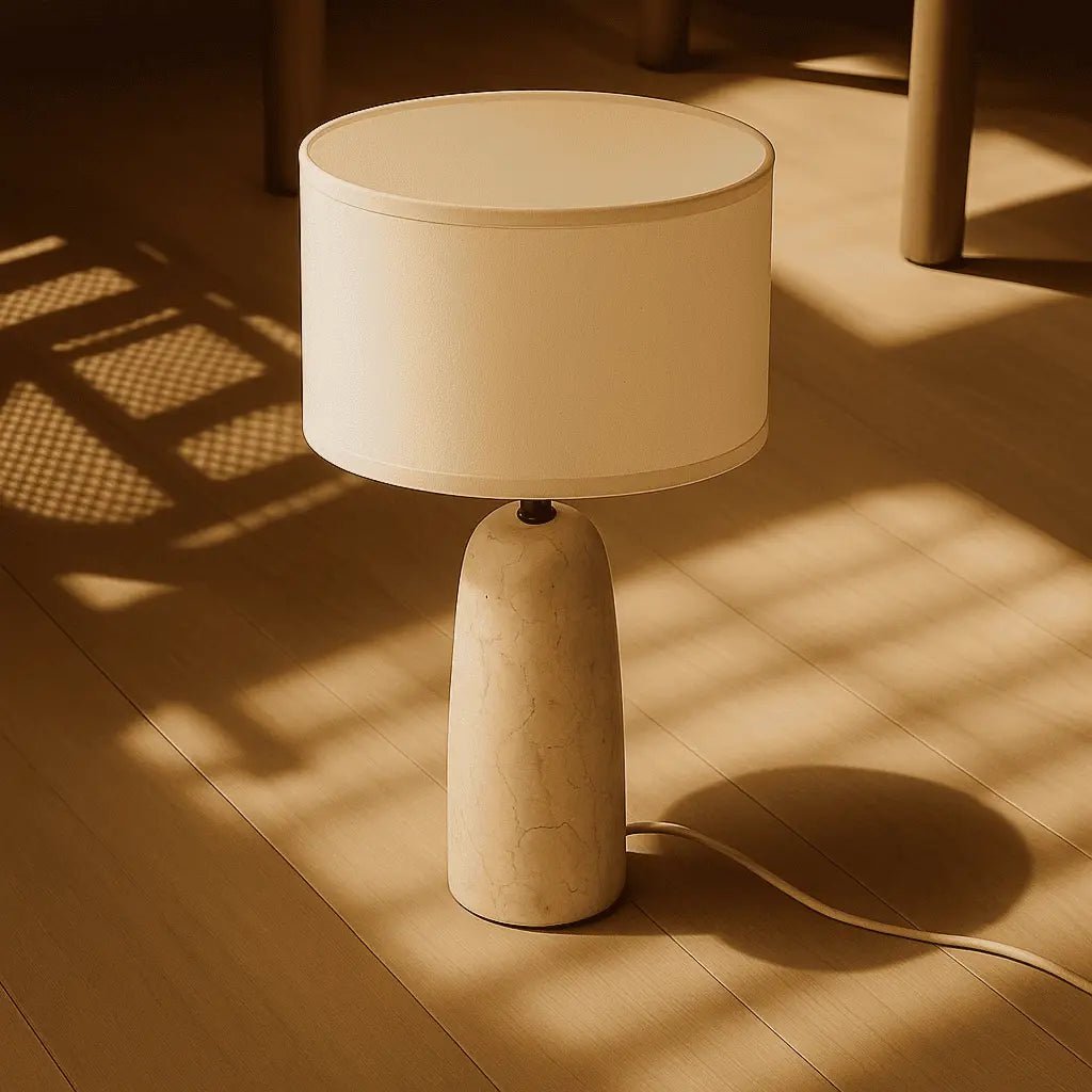 Marble Table Lamp with Cotton Shade – Elegant Design
