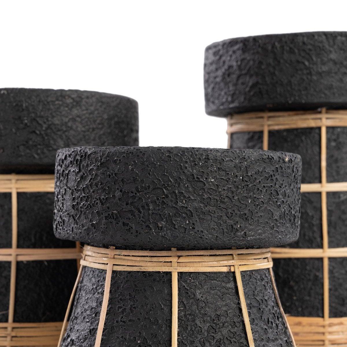 Terracotta Tea Light Holder - Black Rattan Candle Holder, Large