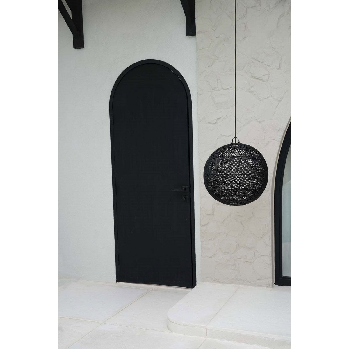 Rattan Pendant Light - Black Bubble Lamp, Small