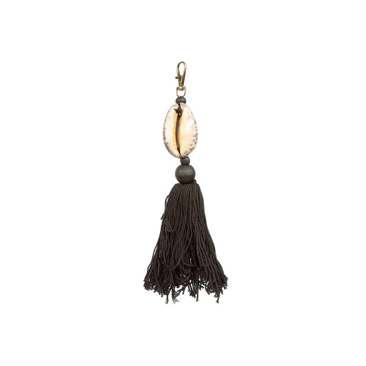 Wood Cotton Keychain - Dark Brown Decorative Keyring