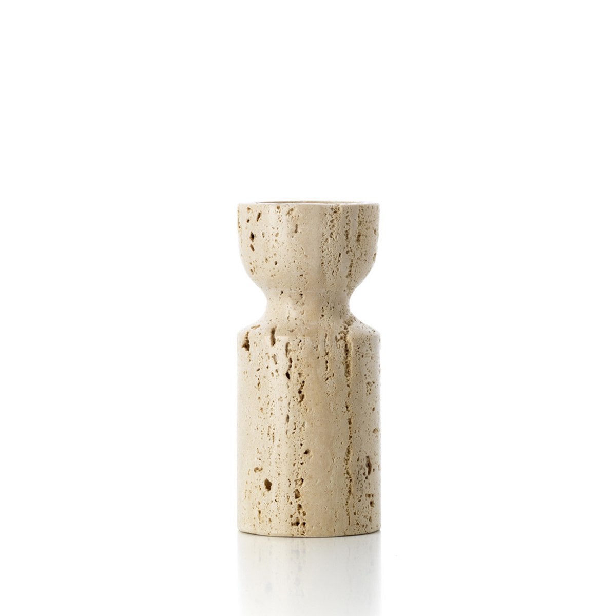 Travertine Tea Light Holder - Hourglass Candle Holder - Beige - S