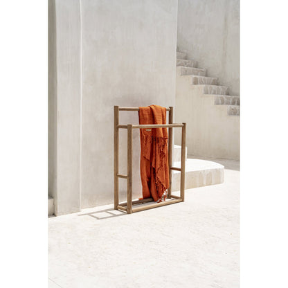 Rustic Teak Wood Towel Hanger – Handmade Sustainable Bathroom Rack