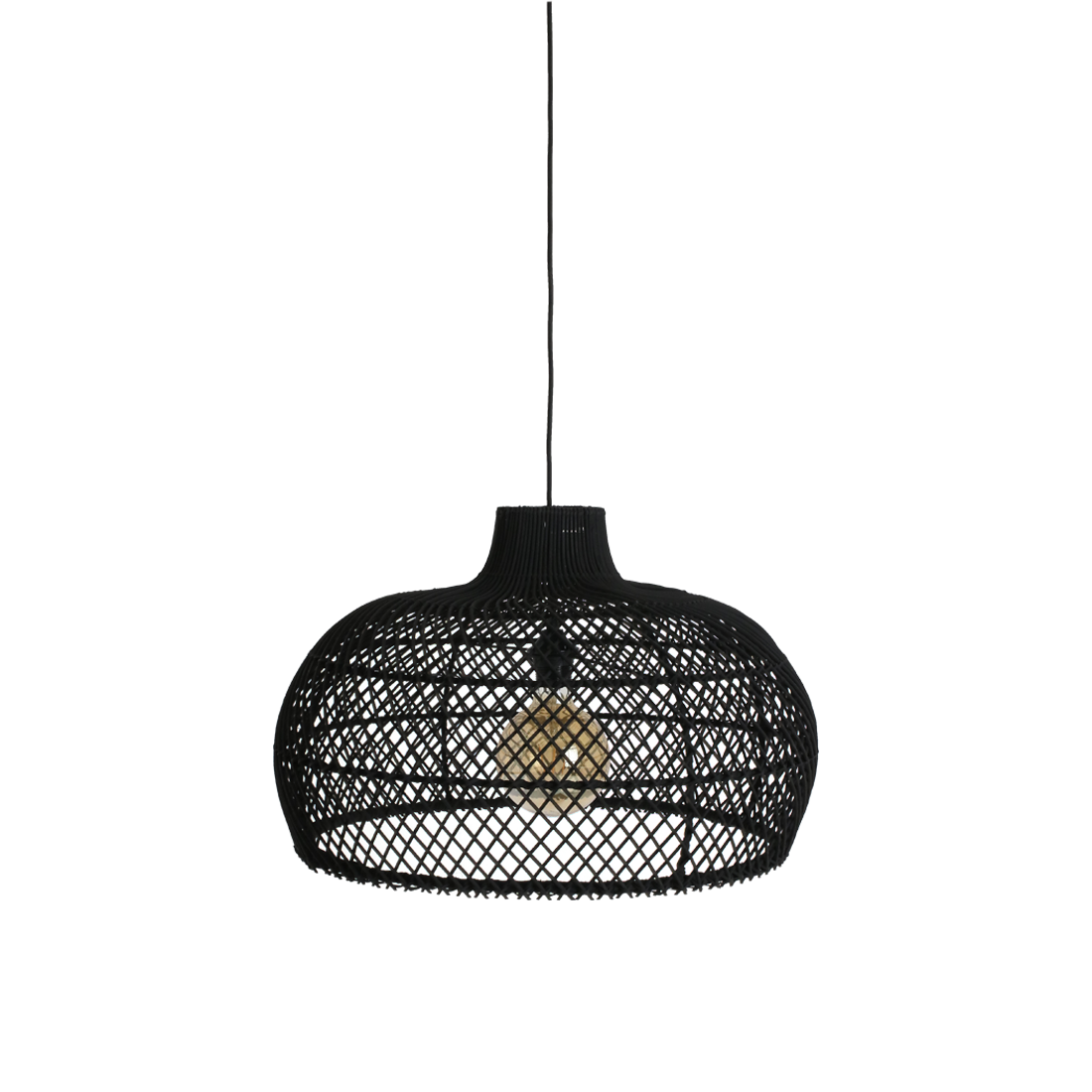 Rattan Pendant Light - Large Black Maze Hanging Lamp