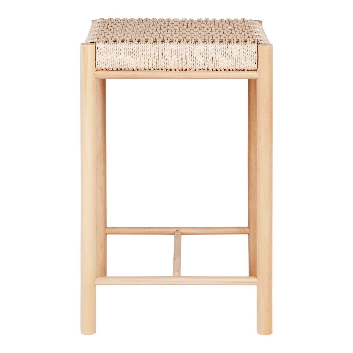 Paper Cord Counter Chair - Natural Poplar Wood Seat, 66.5 cm Height