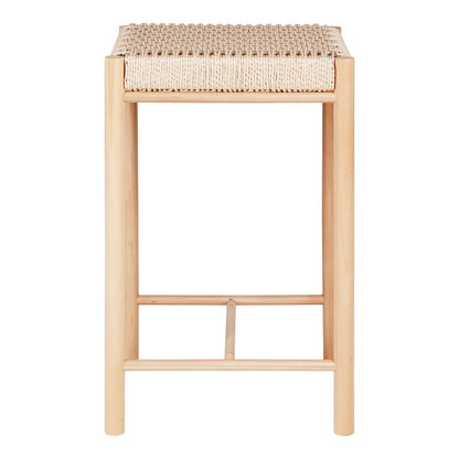 Paper Cord Counter Chair - Natural Poplar Wood Seat, 66.5 cm Height