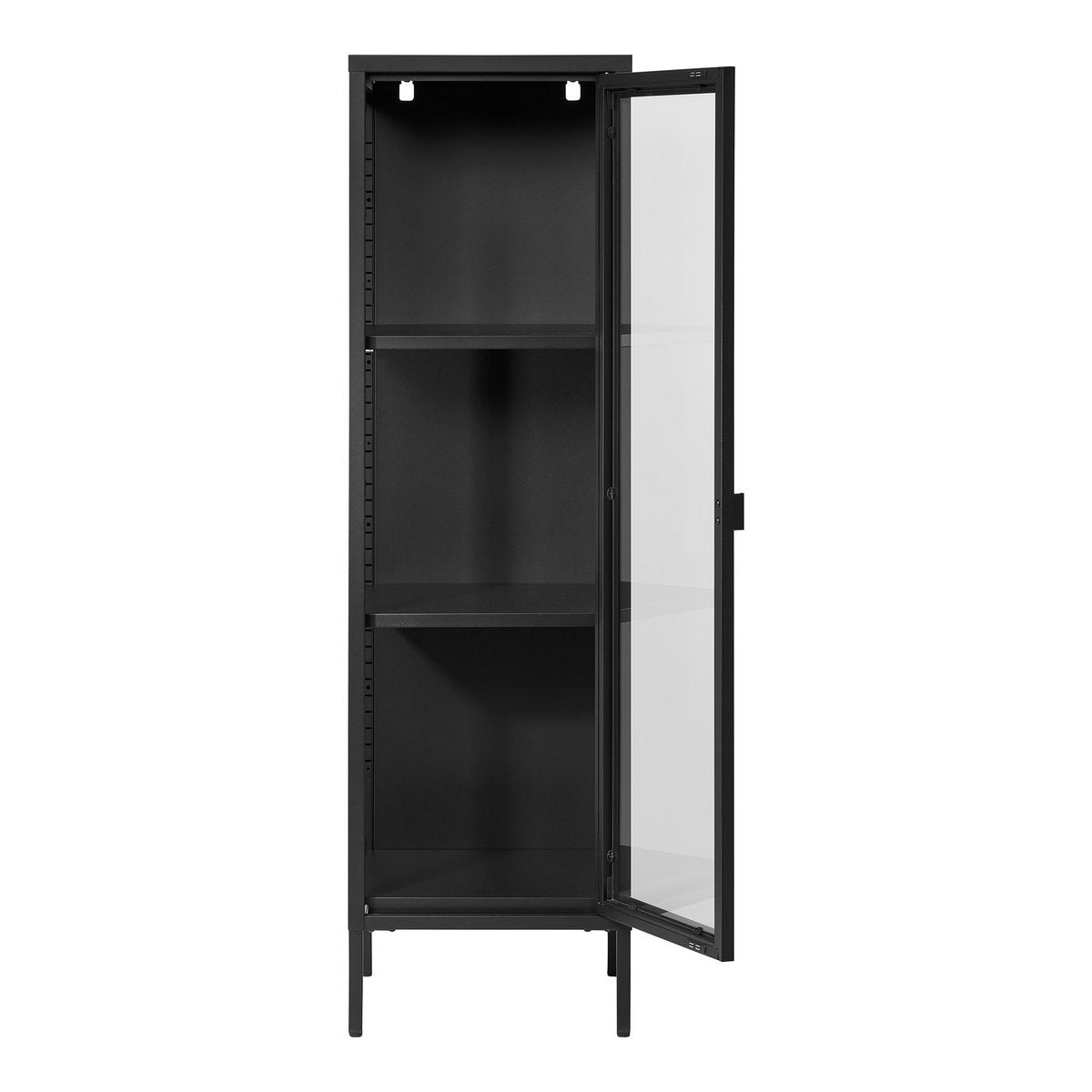 Black Steel Display Cabinet - Slim Modern Bookcase 40x35x140 cm