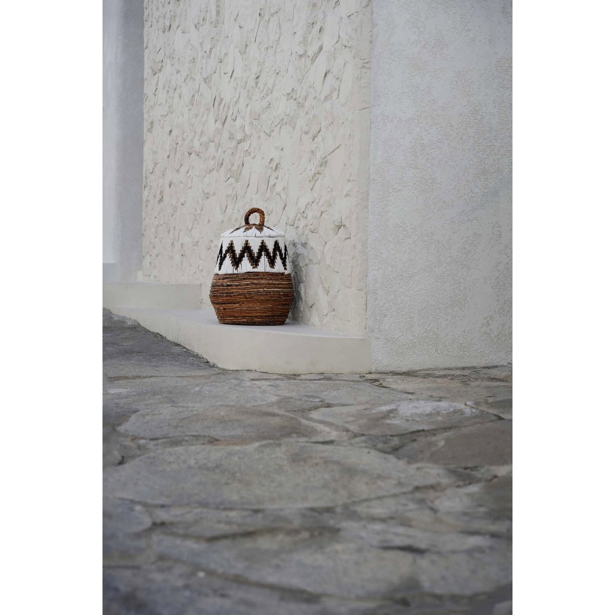 Banana Leaf Storage Basket - Natural White Woven Basket - Small