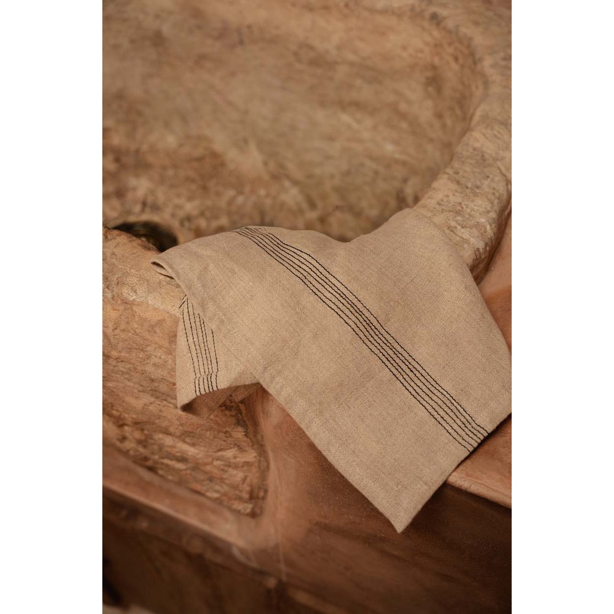 Linen Napkin - Black Stripe - 45x45