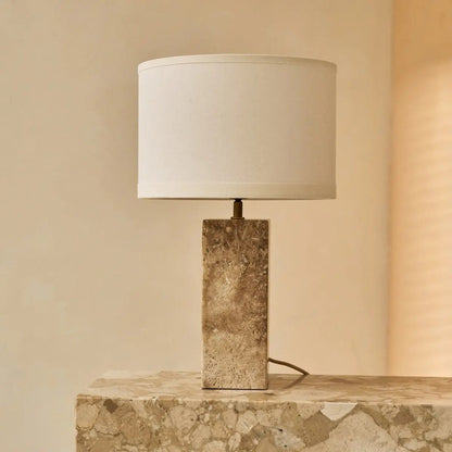 Rosie Travertinlampe | Baumwollschirm & Elegantes Design