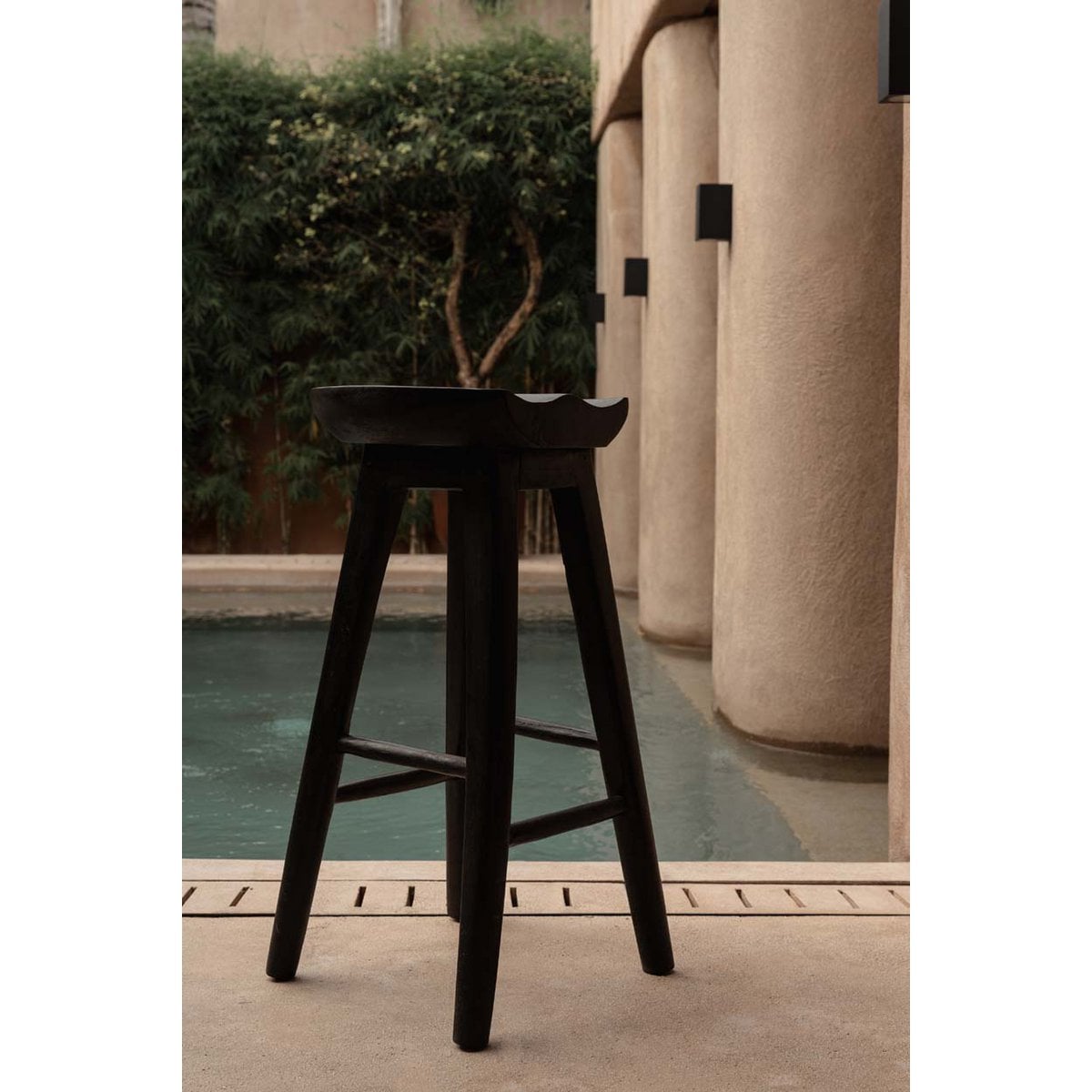 Bar Stool Mango Wood Black – The Tala Minimalist Counter Height