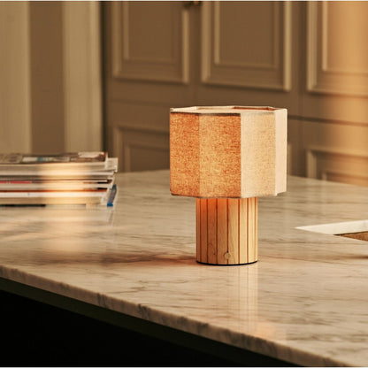 Channa Light Brown Rechargeable Table Lamp | Linen Blend, Stylish & Functional