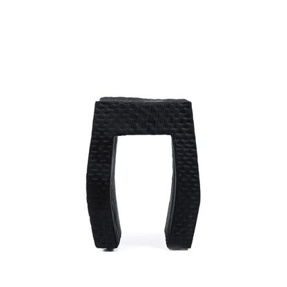 Suar Wood Stool - Black Montano Accent Stool for Indoor Spaces