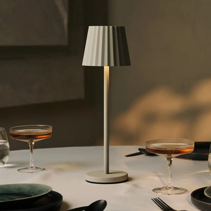 Maya Shadow Grey Ribbed Table Lamp | 3 Light Modes & Rechargeable via Charging Station