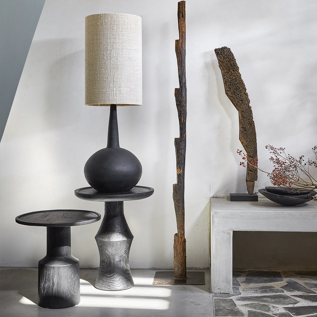 Teak Side Table - Nero Midnight Accent Table, Modern Style