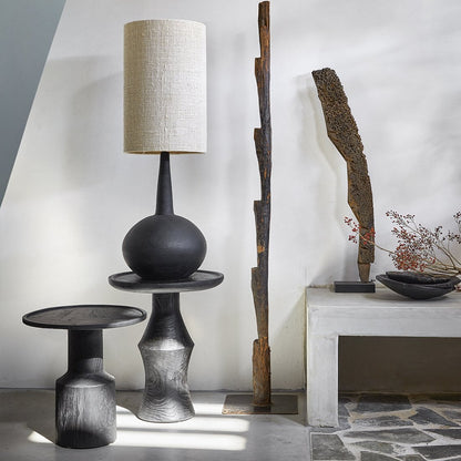 Teak Side Table - Nero Midnight Accent Table, Modern Style