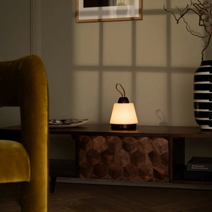 Dark Brown Rechargeable Table Lamp – Leather Strap & 3 Light Modes