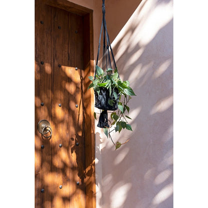 Black Macramé Plant Hanger - Large Bohemian Style Indoor Planter