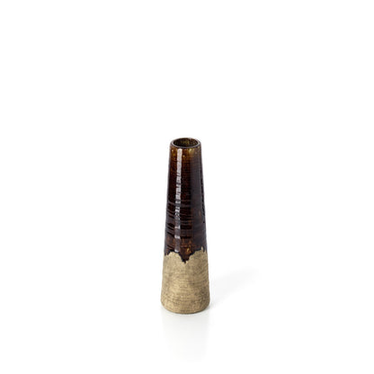 Ceramic Cone Vase - Concrete Brown Stoneware Vase - Small