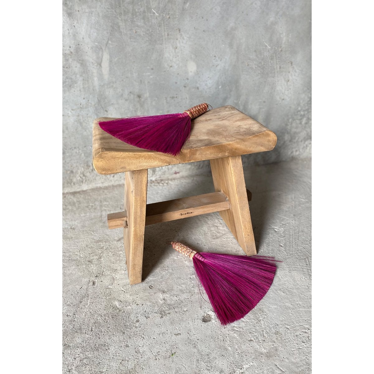 Solid Suar Wood Stool – Natural Finish, 50cm