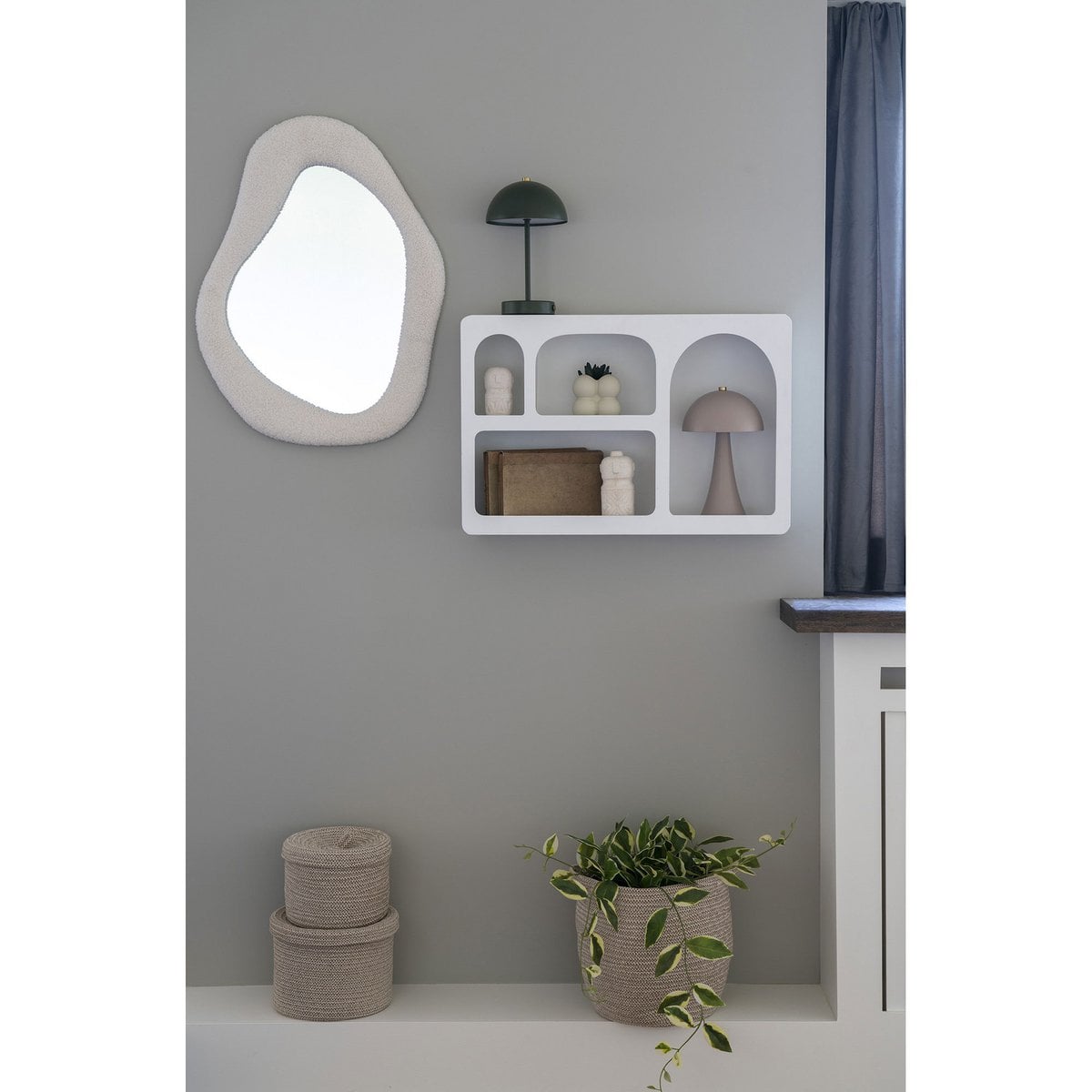 Painted Wood Wall Shelf - White Nordic Style, 40x13x60cm