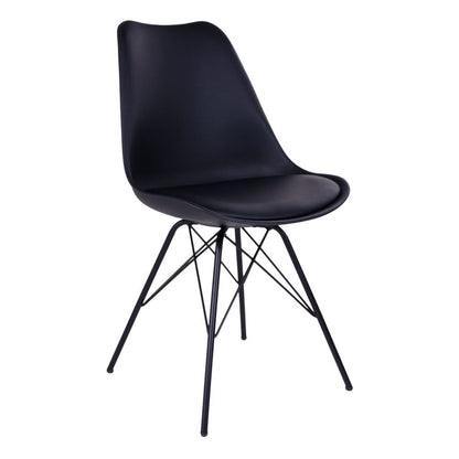 PU Leather Dining Chairs - Black Metal Frame, Set of 2