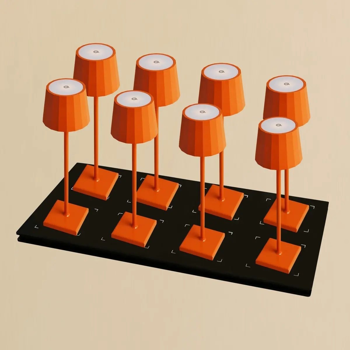 Combi Set Professional | 8 x Wouter Blossom Orange Rechargeable Table Lamps & 1 x Central Station Charging Station