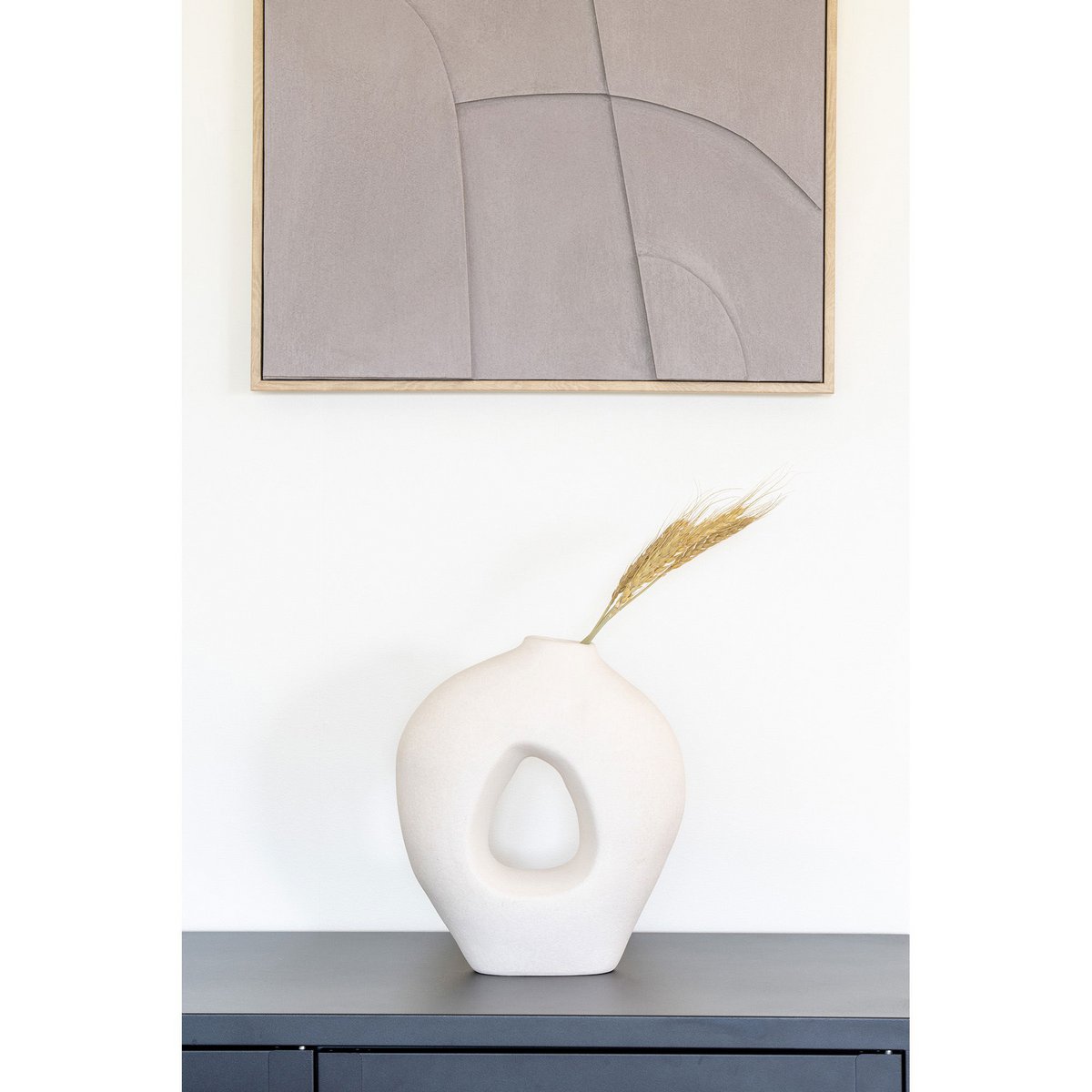 Ceramic Vase - White Sculptural Nordic Vase, 27.8 cm