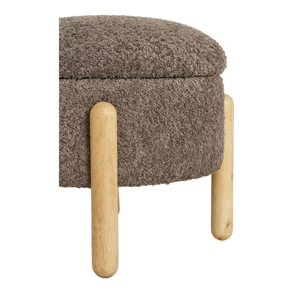 Bouclé Storage Pouf - Brown Nature