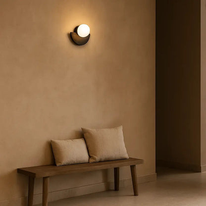 Kane Black Cordless Wall Light – Rechargeable Wood & Glass Lamp