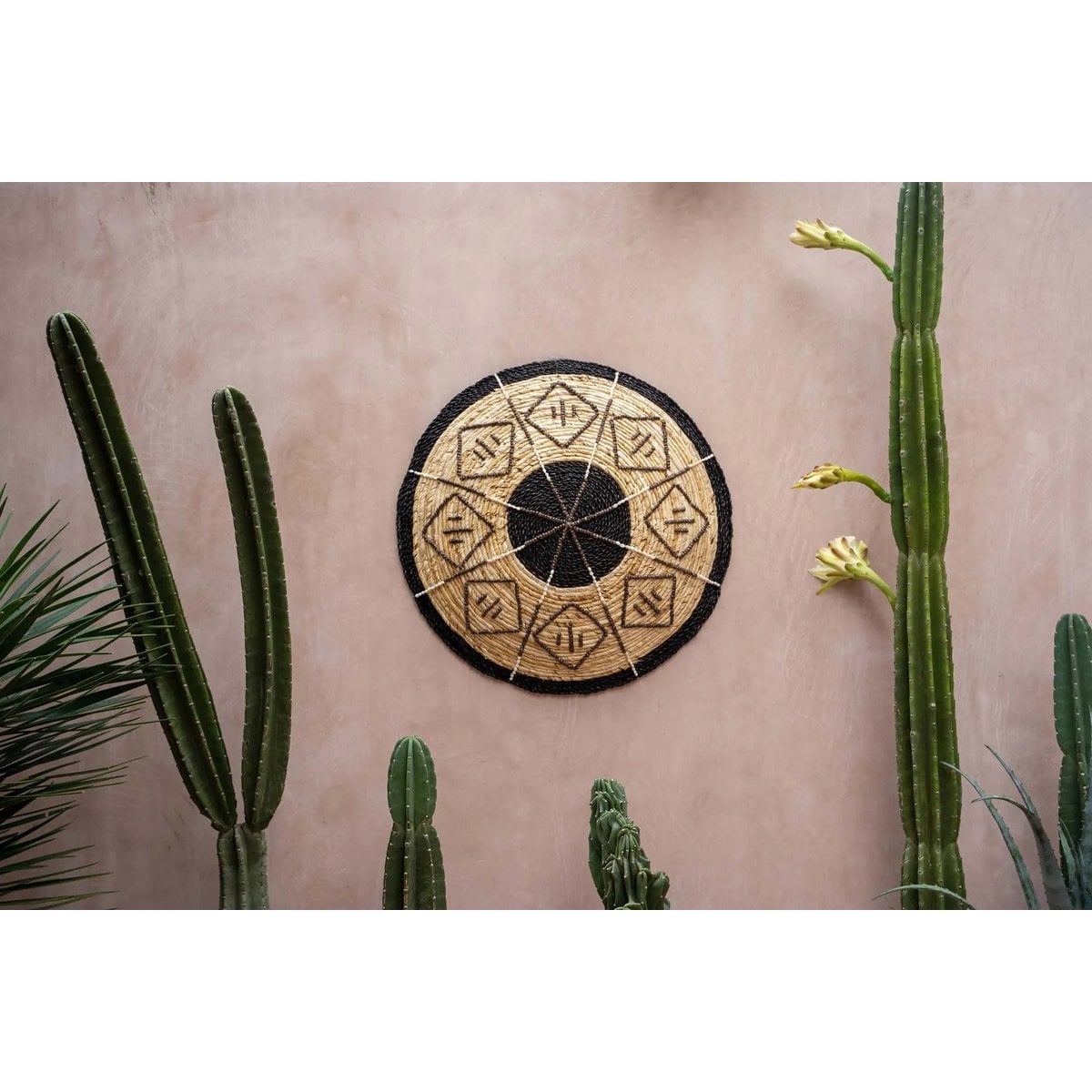 Woven Wall Plate - Handwoven Ethnic Decor with Black Details