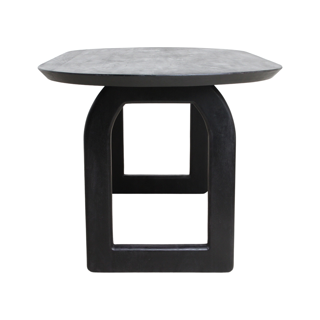 Mango Wood Dining Table - Black Bullnose Open Chassis, Modern Design
