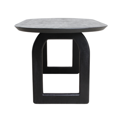 Mango Wood Dining Table - Black Bullnose Open Chassis, Modern Design