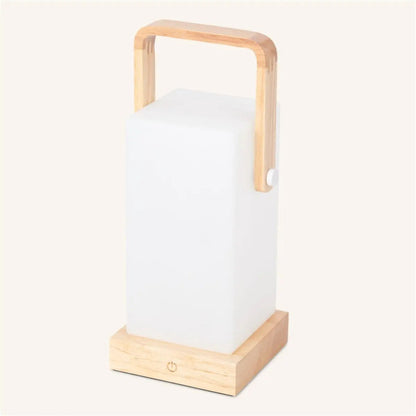 Wooden Table Lamp – Light Brown, Cordless & Rechargeable