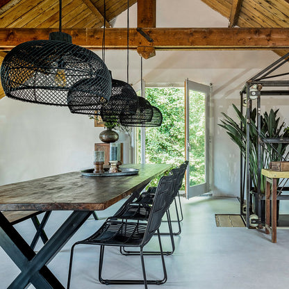 Rattan Garden Chair - Slim Black Metal Frame Outdoor Seating