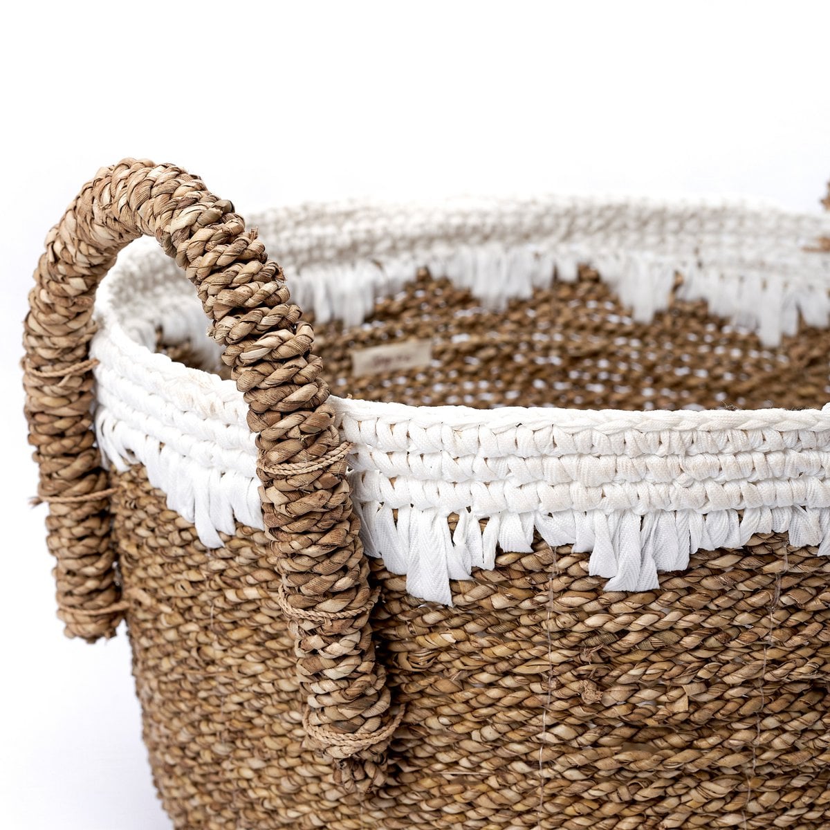 Seagrass Storage Basket with Cotton Cords – Round Laundry Basket