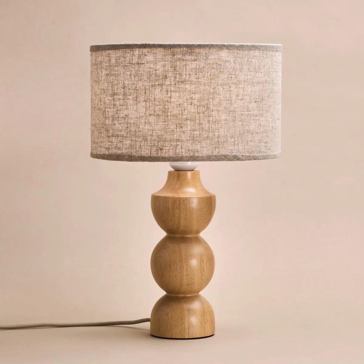 Oliver Light Brown Wooden Lamp | Linenmix Shade & Elegant Design
