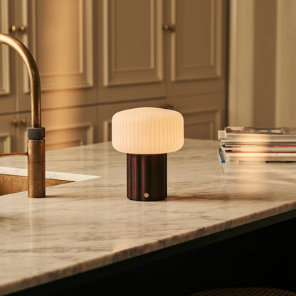 Cordless Table Lamp - Dark Brown Rechargeable Lamp with 3 Light Modes