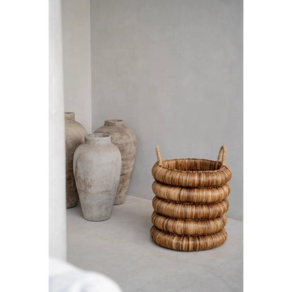 Chunky Water Hyacinth Basket with Handles for Storage & Laundry