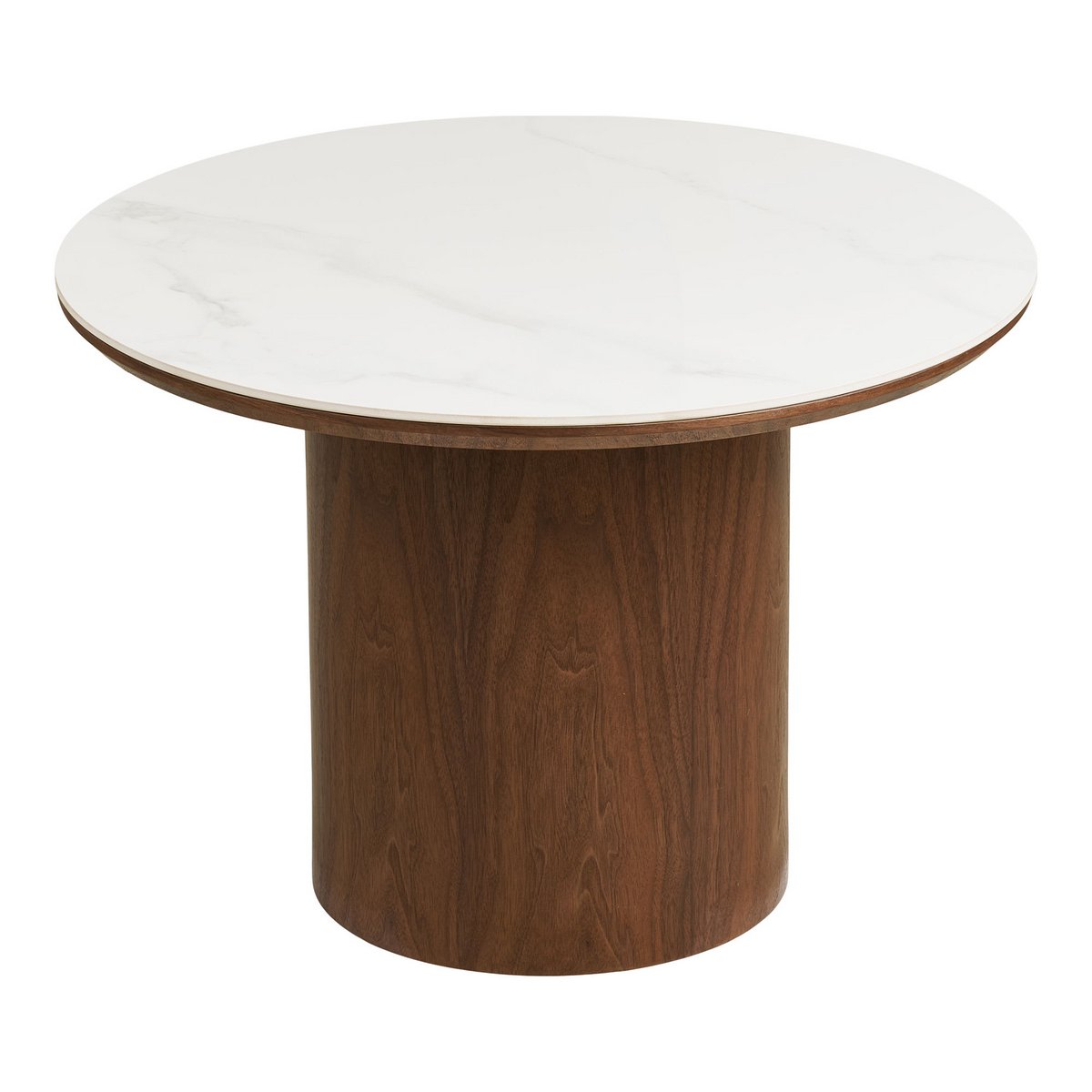 Noli Coffee table, ceramic table top/ash veneer, white/dark brown, ø60x42 cm