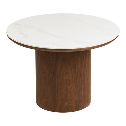 Noli Coffee table, ceramic table top/ash veneer, white/dark brown, ø60x42 cm