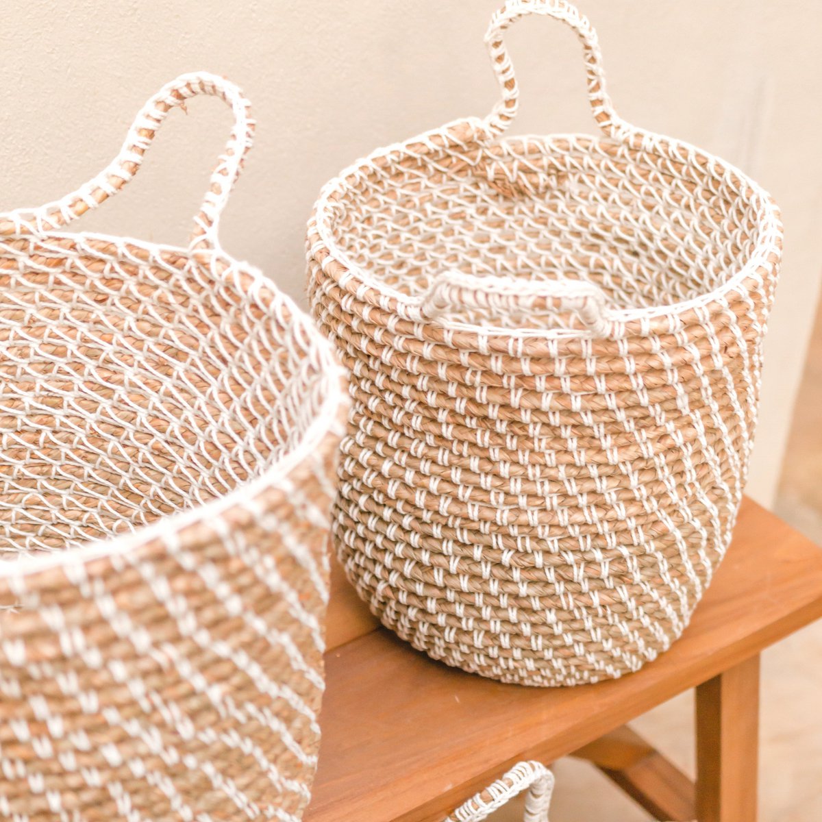 Banana Fibre Storage Basket - Round Macrame Laundry Hamper